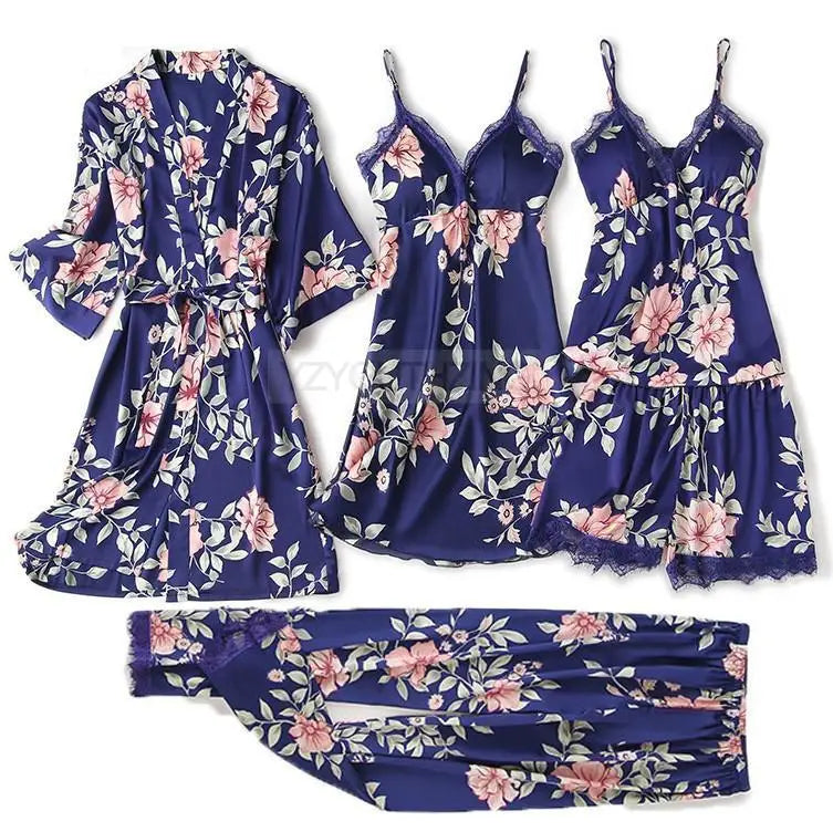 Lace Satin Suspender Pajama Set - Sexy Hollow Out Strap Top & Shorts Sleepwear