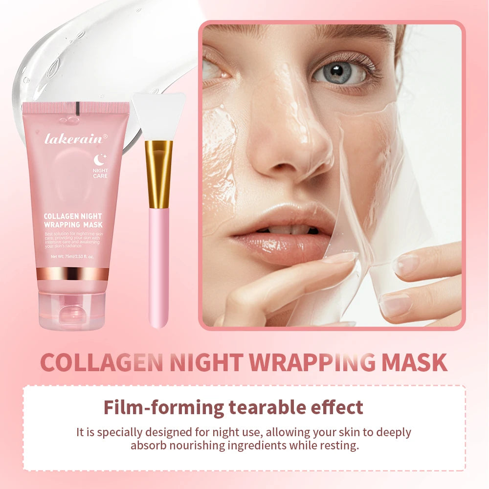 "Collagen Peel-Off Wrapping Mask with Brush - Anti-Aging Overnight Treatment"