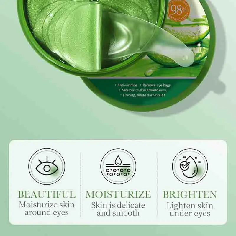 "60-Piece Aloe Vera Collagen Eye Mask Set - Anti Dark Circles & Puffiness Treatment"
