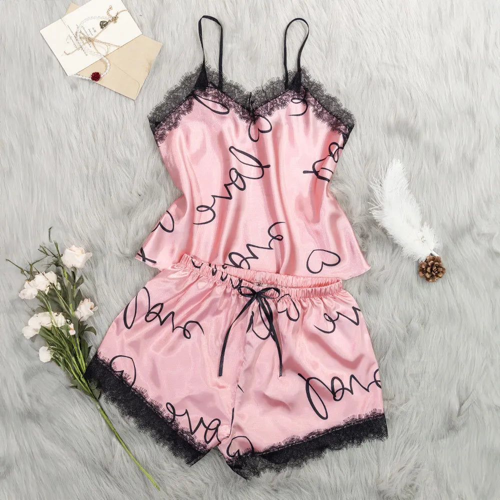 Satin Print Cami & Shorts Pajamas Set
