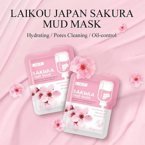 "12-Pack Japanese Sakura Mud Mask Set - Brightening & Deep Cleansing"