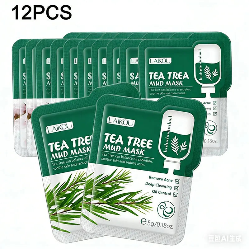 "12-Pack Japanese Sakura Mud Mask Set - Brightening & Deep Cleansing"