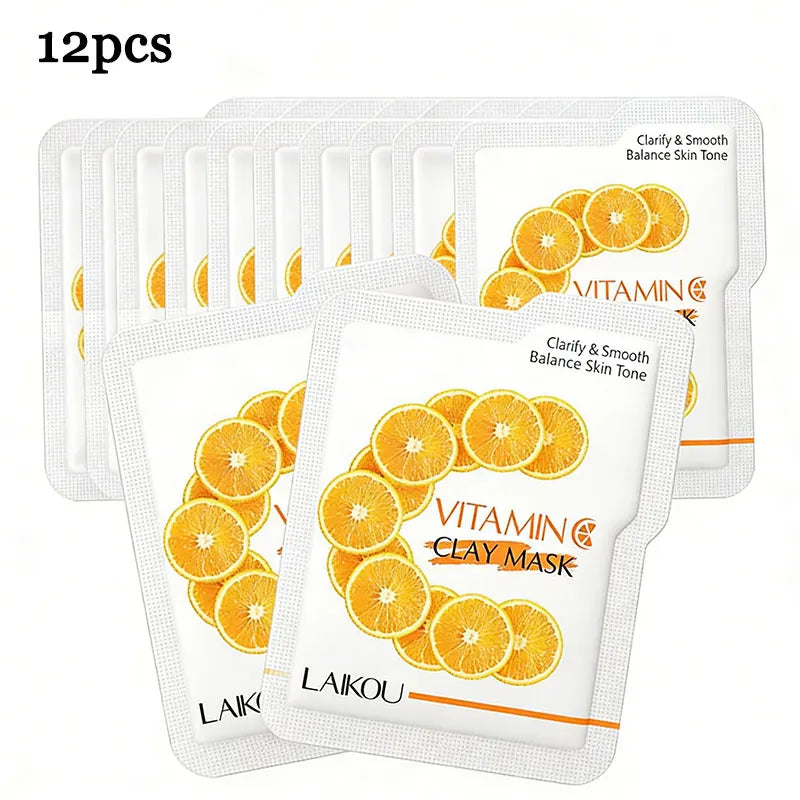 "12-Pack Japanese Sakura Mud Mask Set - Brightening & Deep Cleansing"