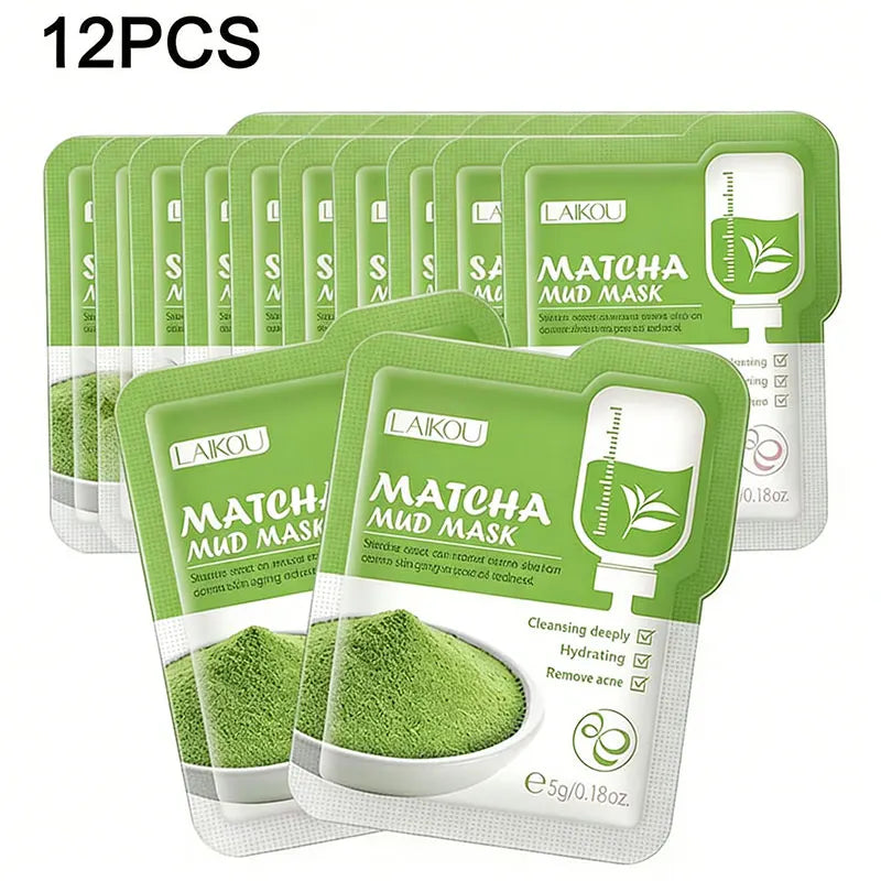 "12-Pack Japanese Sakura Mud Mask Set - Brightening & Deep Cleansing"
