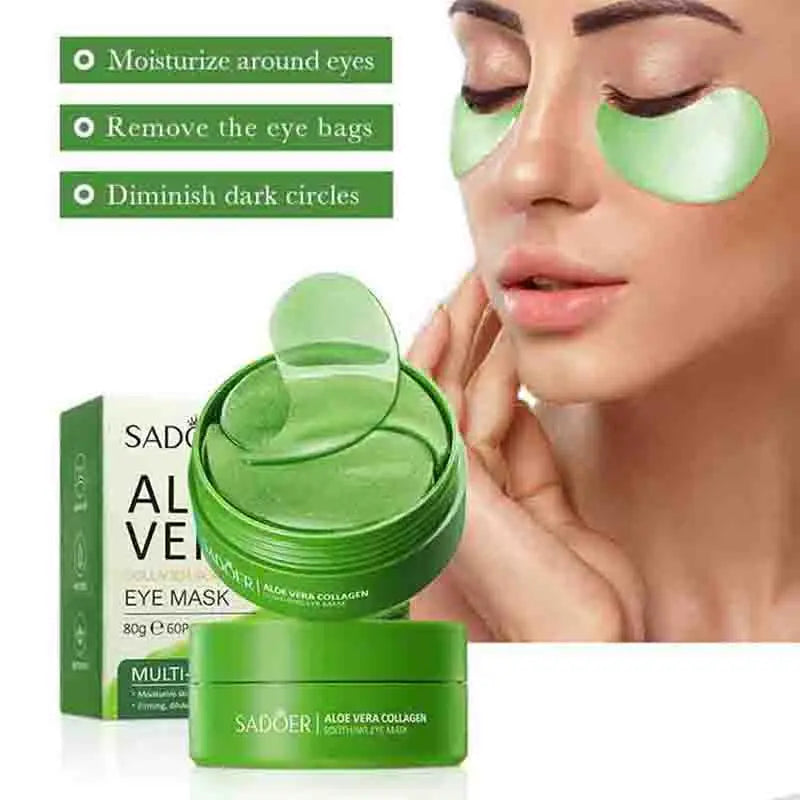 "60-Piece Aloe Vera Collagen Eye Mask Set - Anti Dark Circles & Puffiness Treatment"